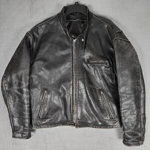 Vintage Schott Jacket Mens 46 141 Cowhide Leather Cafe Racer Motorcycle USA READ